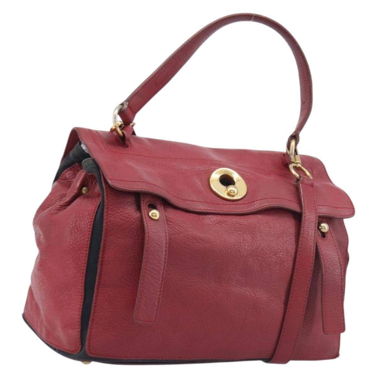 Saint Laurent Muse Two Leather Red Leather Handbag (Pre-Owned)