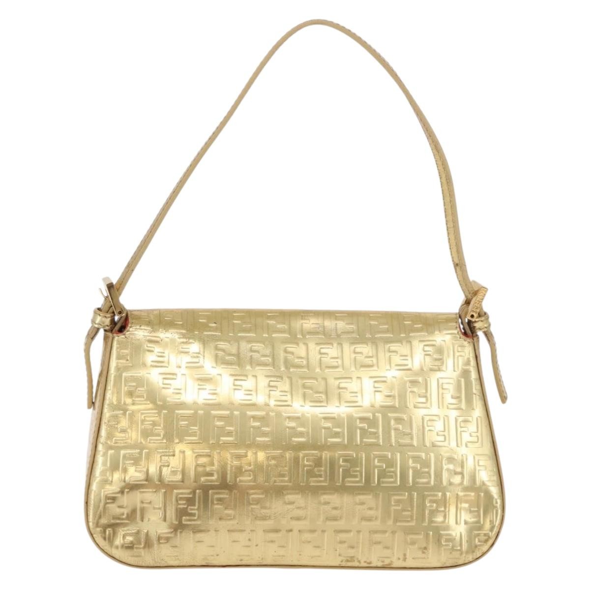 Fendi Mamma Baguette Zucchino Canvas Gold Canvas Shoulder Bag Bag (Pre-Owned)
