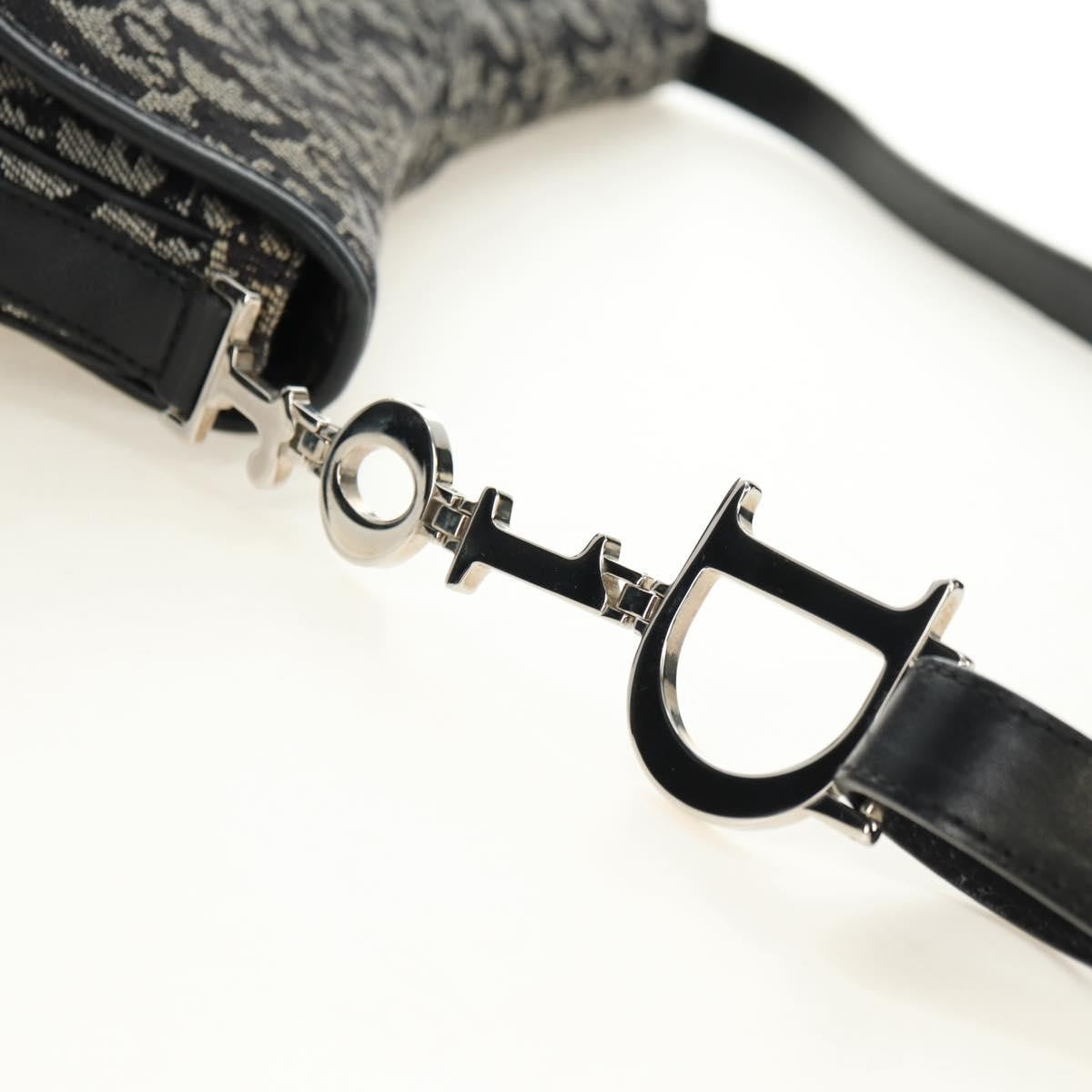 Christian Dior Vintage Cd Flap Messenger Diorissimo Canvas Black Canvas Shoulder Bag Bag (Pre-Owned)