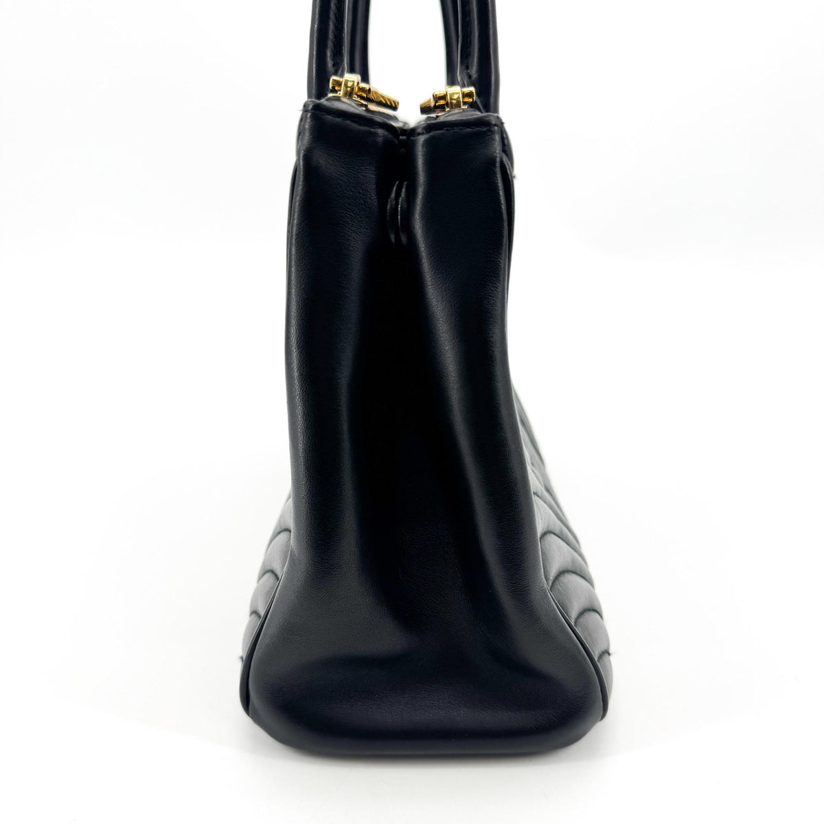Prada Double Zip Tote Diagramme Quilted Leather Black Leather Tote Bag Bag (Pre-Owned)