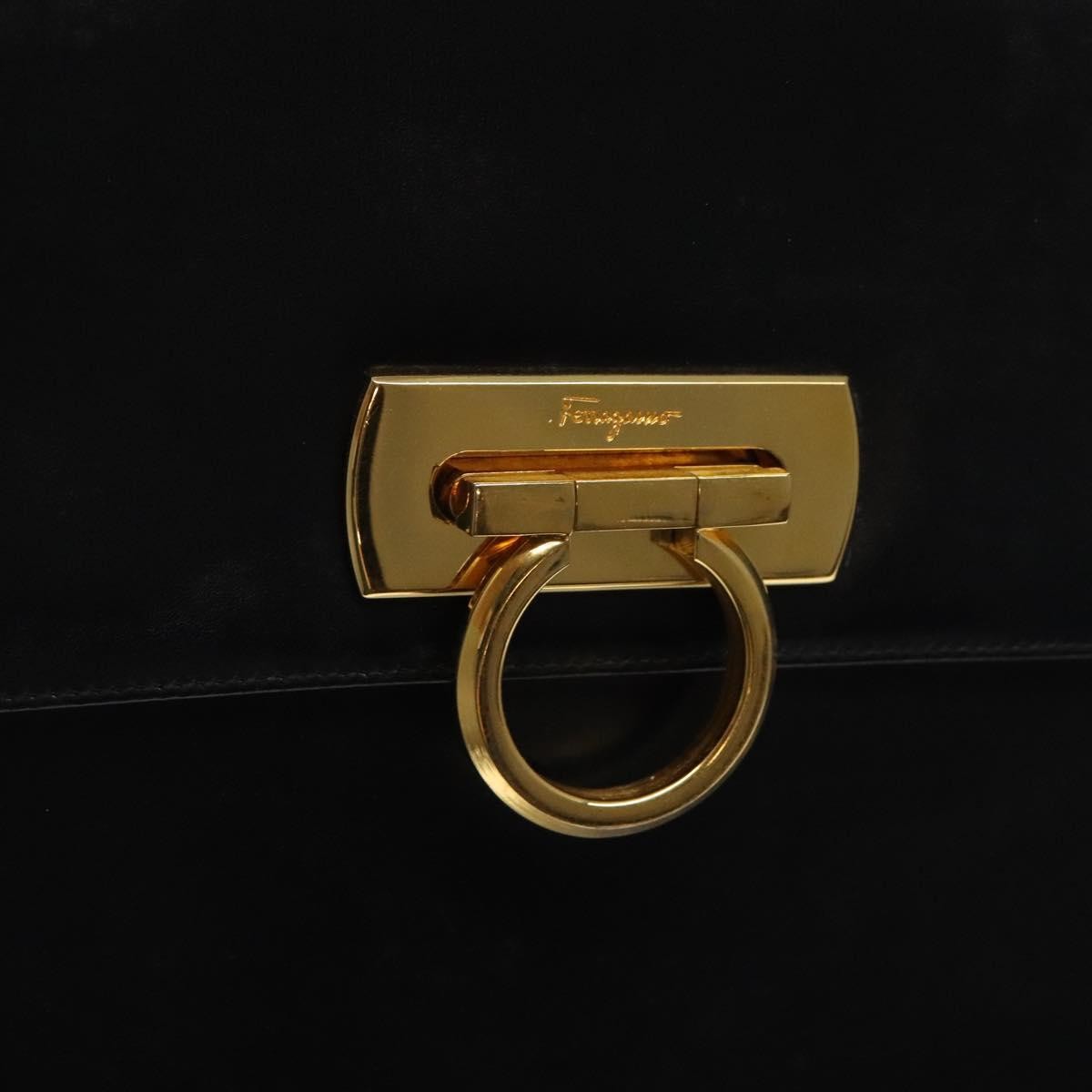 Salvatore Ferragamo Convertible Top Handle Leather Black Leather Handbag (Pre-Owned)
