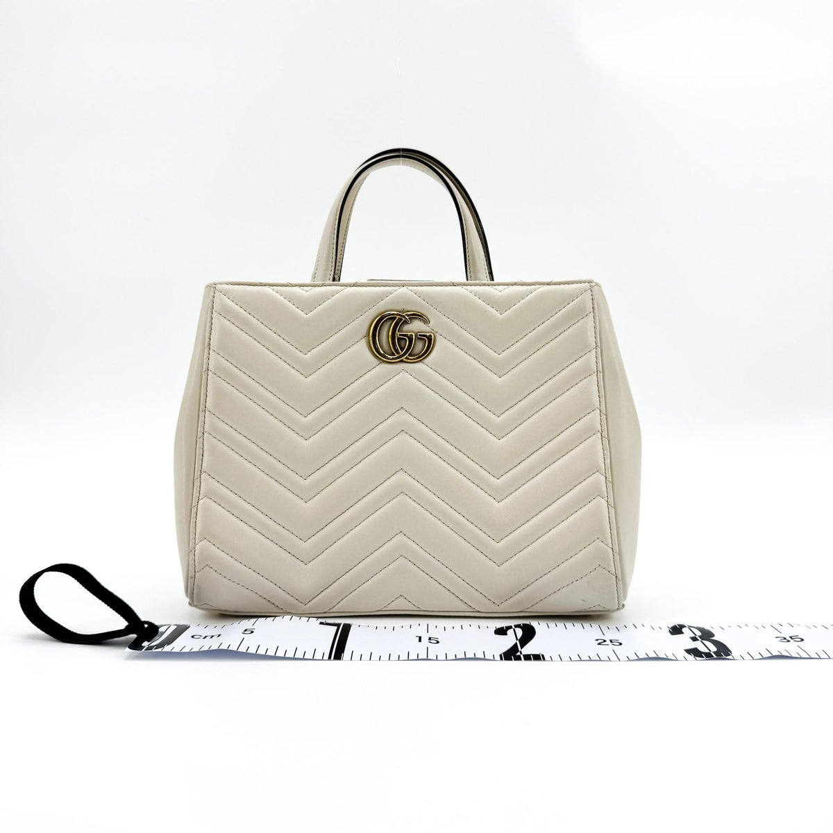 Gucci Gg Marmont Matelasse Leather Beige Calfskin Tote Bag Bag (Pre-Owned)