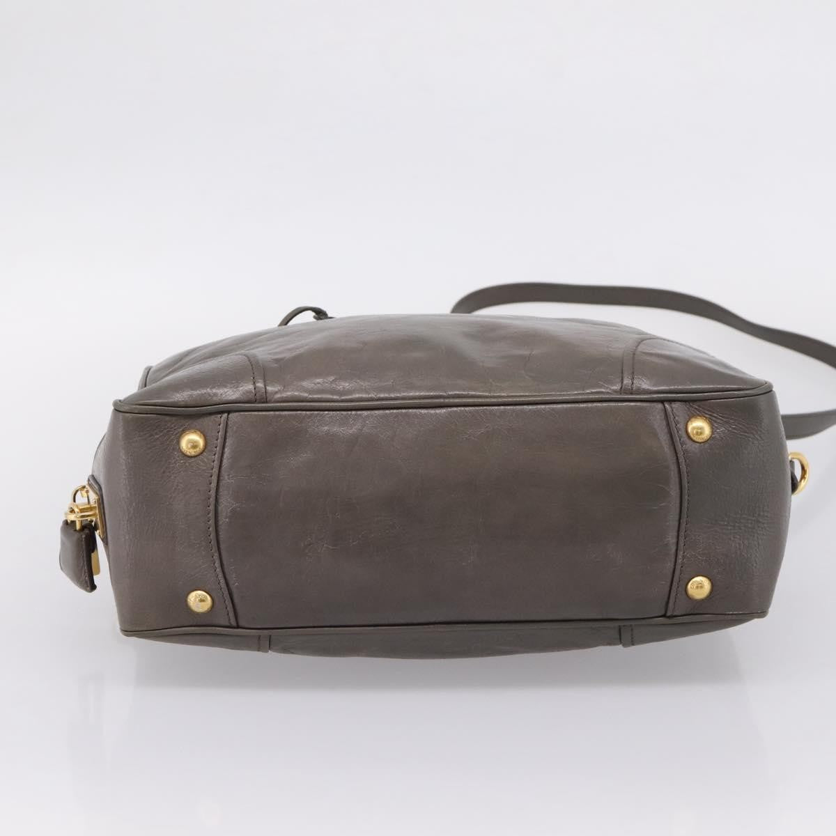 Prada Convertible Bauletto Vitello Shine Gray Leather Handbag (Pre-Owned)