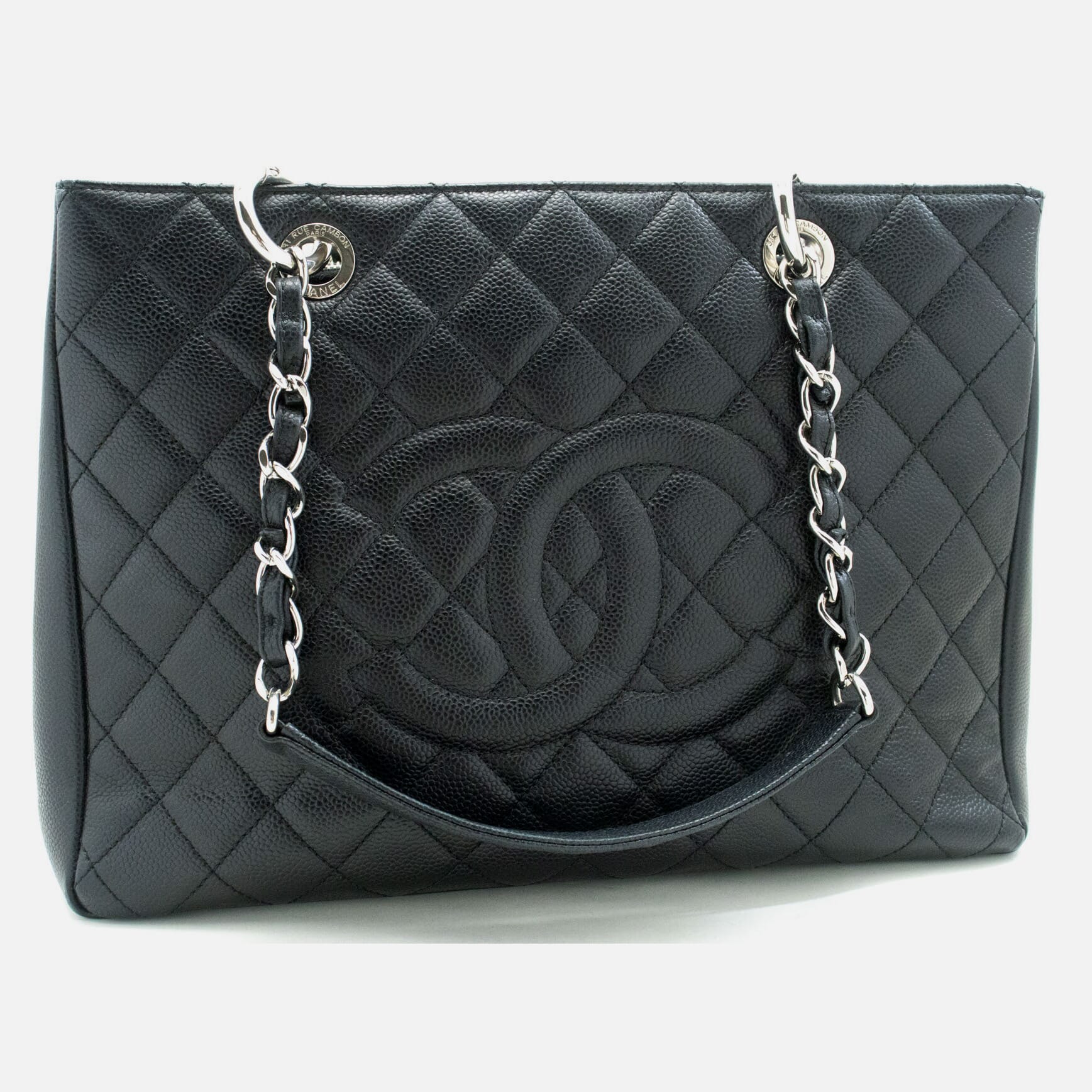 Chanel Shopping Black Leather Shoulder Bag (Pre-Owned)