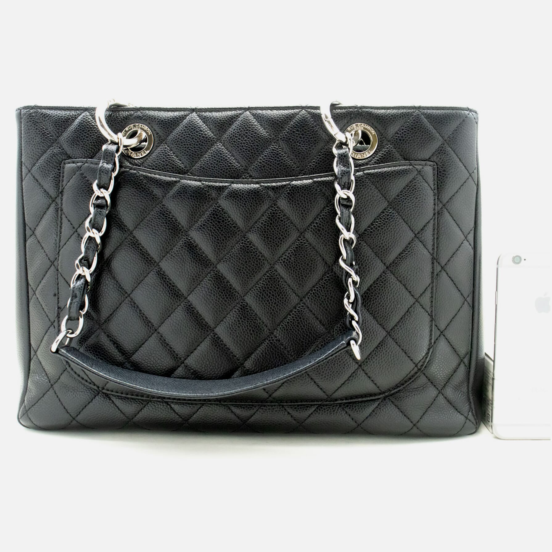 Chanel Shopping Black Leather Shoulder Bag (Pre-Owned)