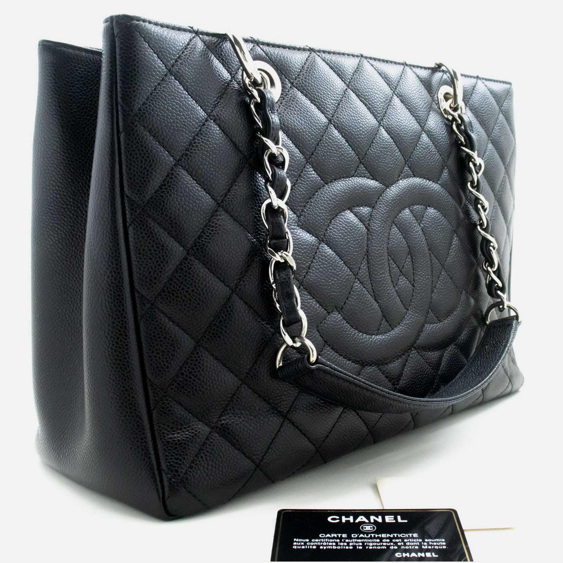 Chanel Shopping Black Leather Shoulder Bag (Pre-Owned)