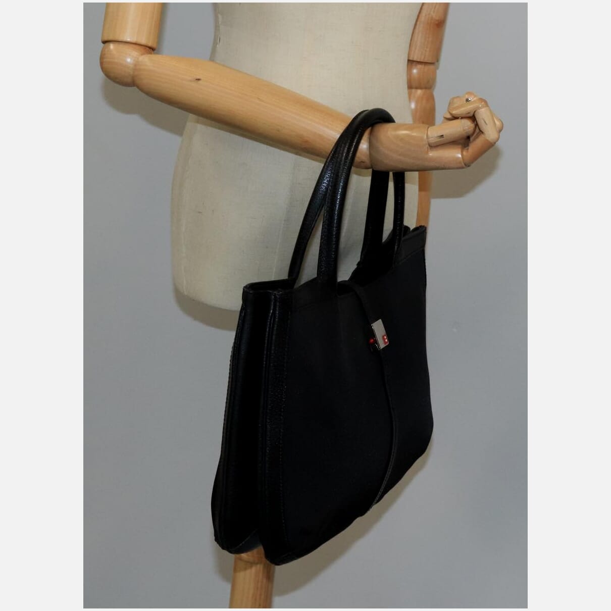 Bally Black Canvas Handbag (Pre-Owned)
