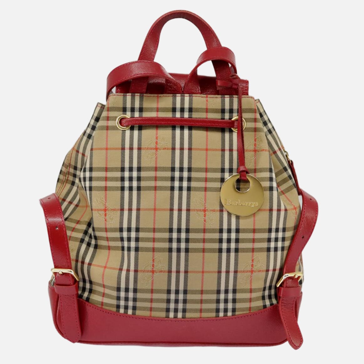 Burberry Nova Check Beige Canvas Backpack Bag (Pre-Owned)