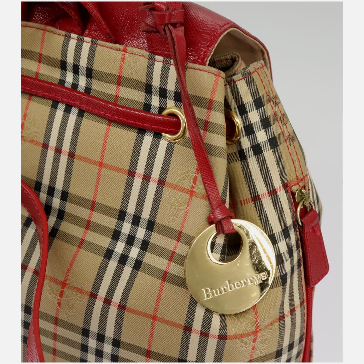 Burberry Nova Check Beige Canvas Backpack Bag (Pre-Owned)