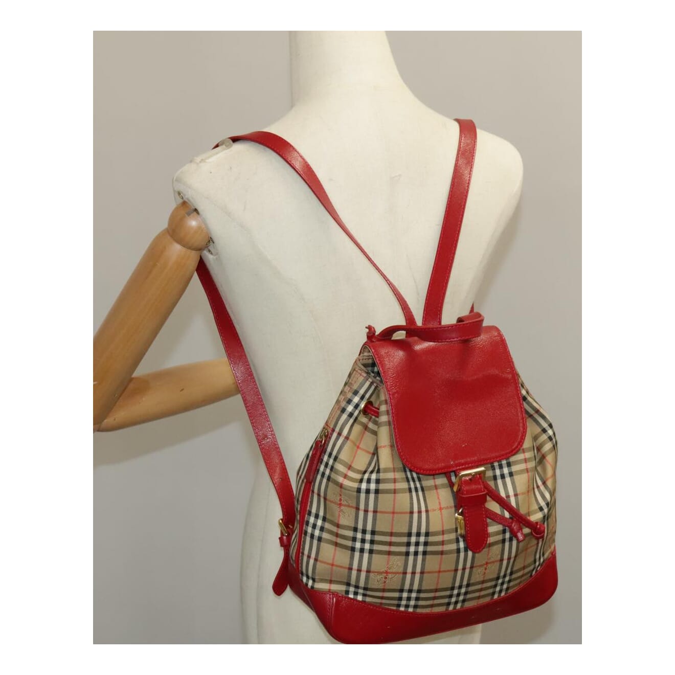 Burberry Nova Check Beige Canvas Backpack Bag (Pre-Owned)