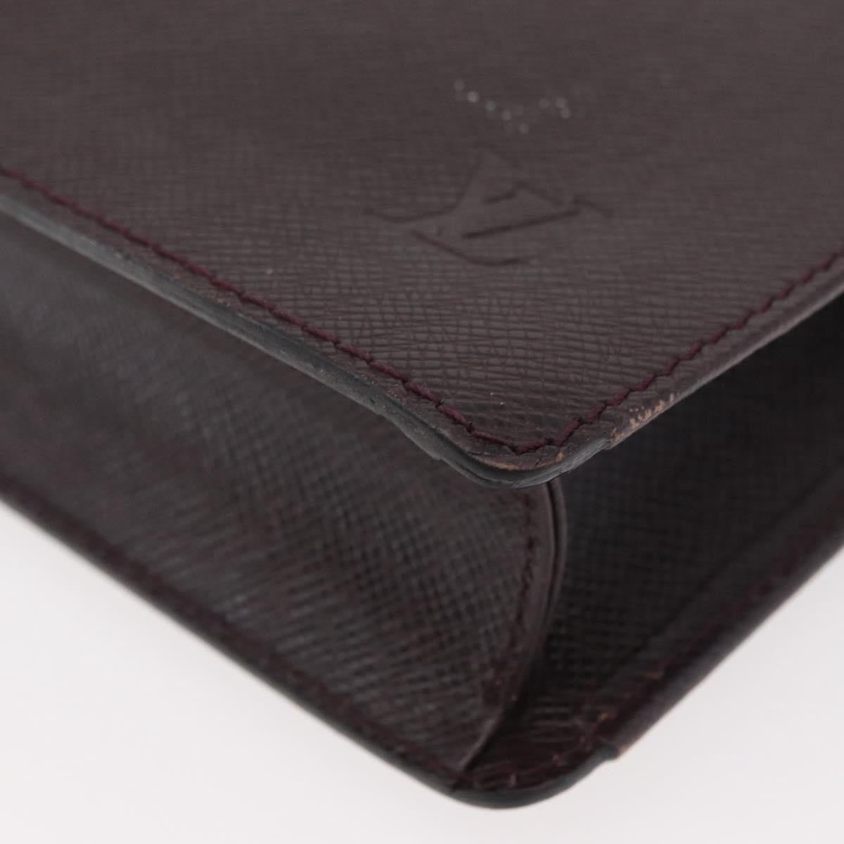 Louis Vuitton Serviette Kourad Taiga Leather Burgundy Leather Briefcase Bag (Pre-Owned)