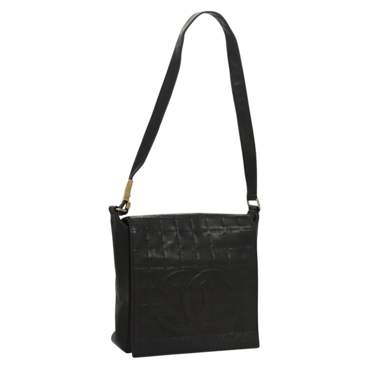 Chanel Chocolate Bar Cc Quilted Leather Black Leather Shoulder Bag Bag (Pre-Owned)