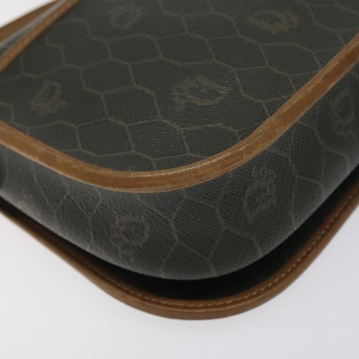 Christian Dior Vintage Honeycomb Flap Coated Canvas Khaki Canvas Shoulder Bag Bag (Pre-Owned)