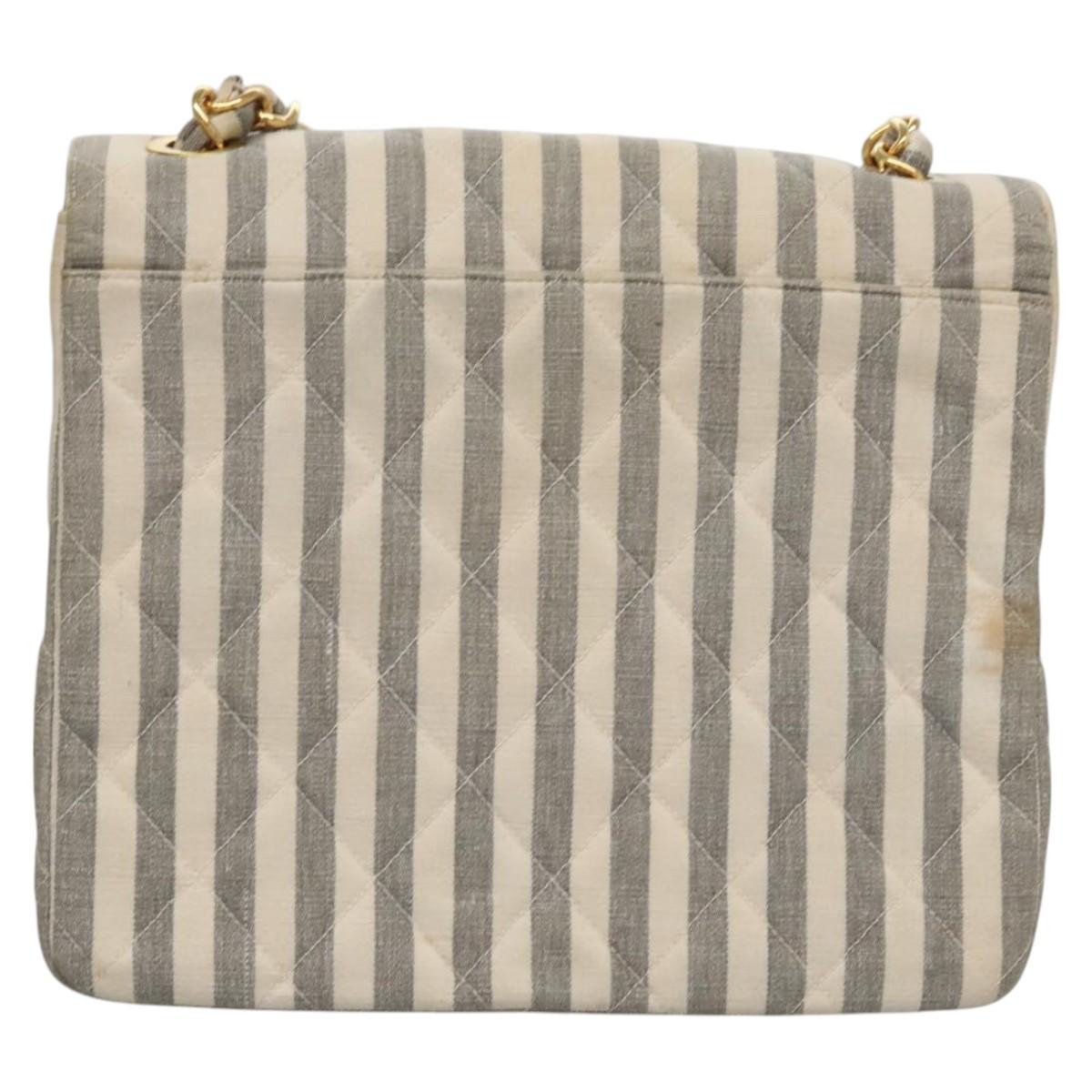 Chanel Cc Grey Canvas Shoulder Bag (Pre-Owned)