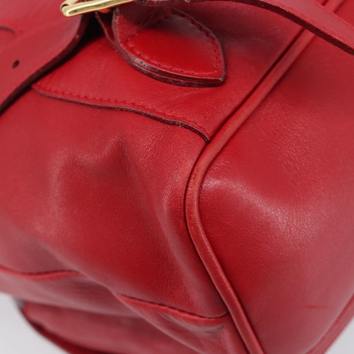 Gucci Vintage Bamboo Leather Red Leather Backpack Bag (Pre-Owned)