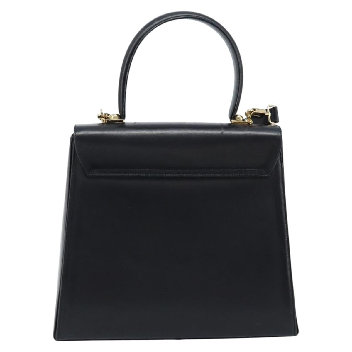 Salvatore Ferragamo Gancini Convertible Top Handle Leather Black Leather Handbag (Pre-Owned)