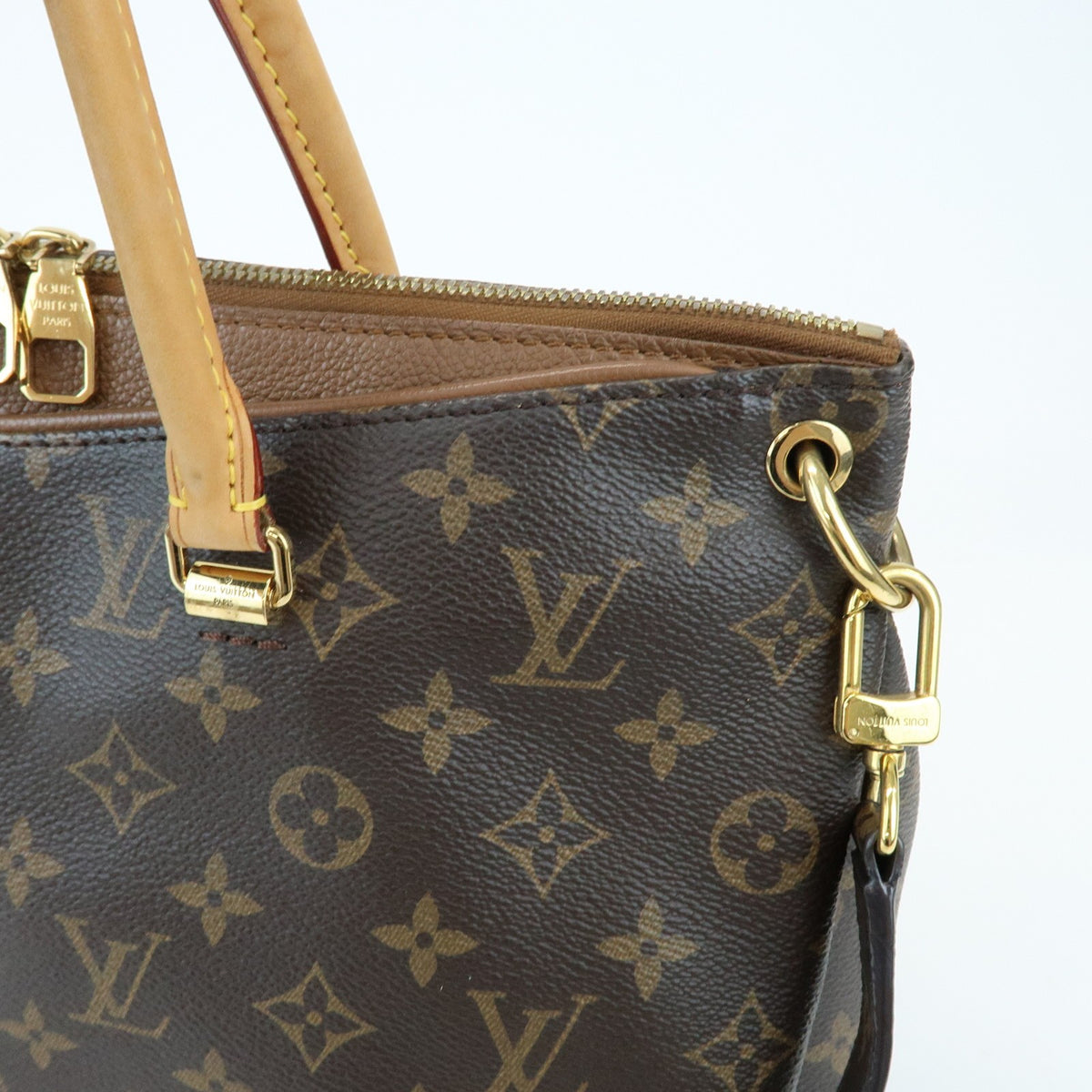 Louis Vuitton Pallas Monogram Canvas With Leather Brown Canvas Tote Bag Bag (Pre-Owned)