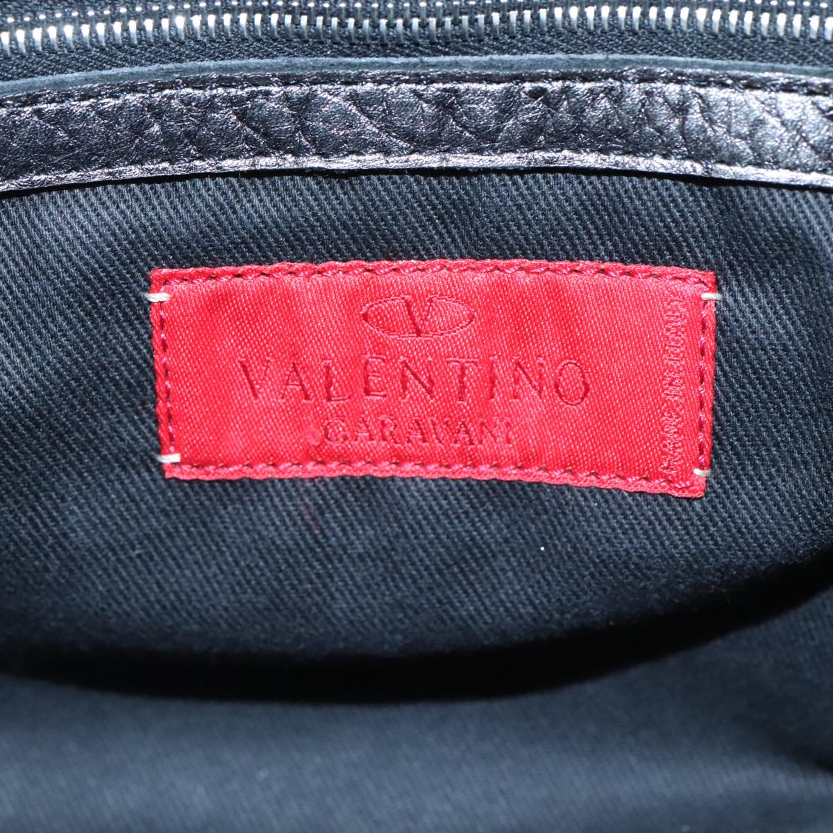 Valentino Garavani V Logo Silver Leather Handbag (Pre-Owned)