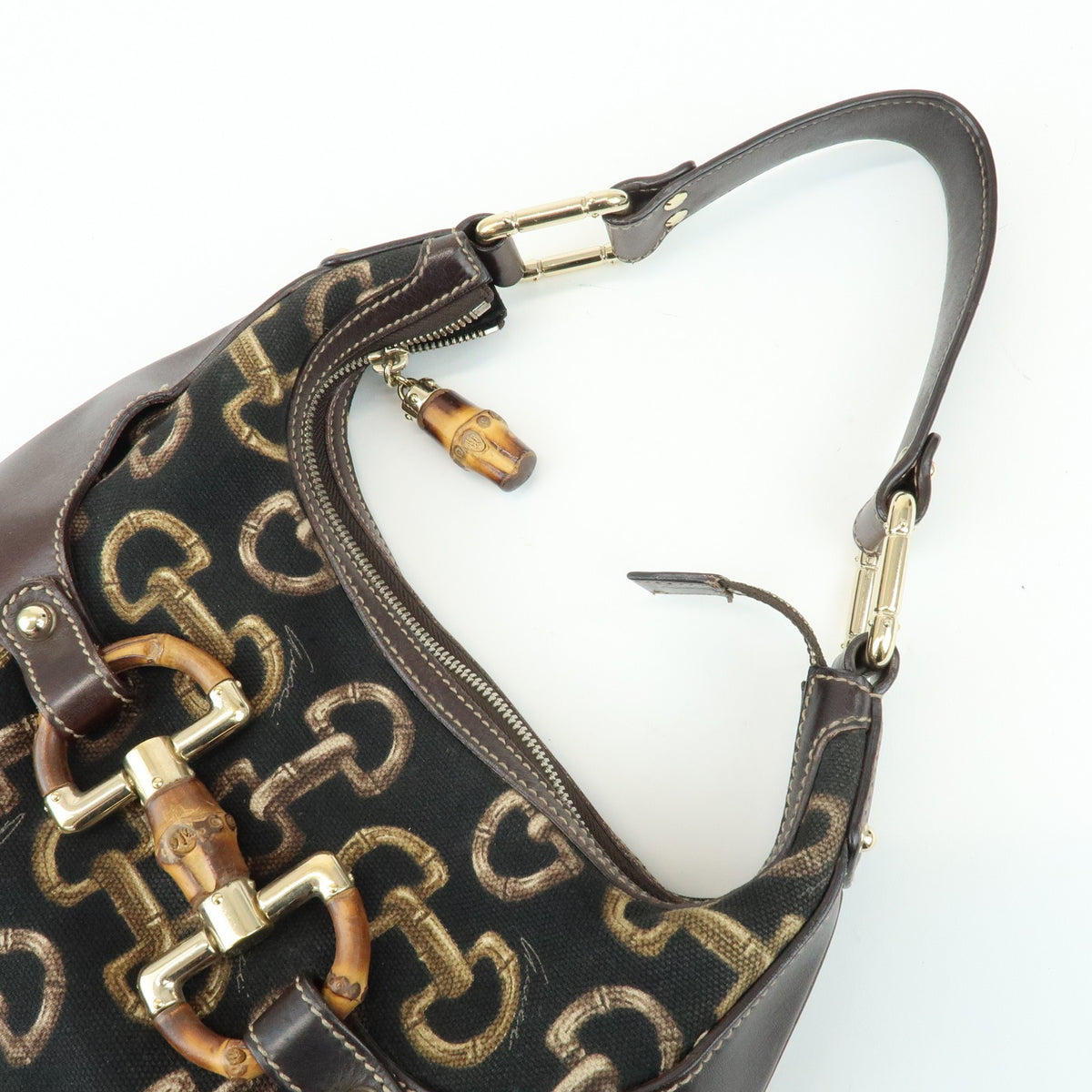 Gucci Horsebit Gg Canvas And Leather Brown Canvas Tote Bag Bag (Pre-Owned)