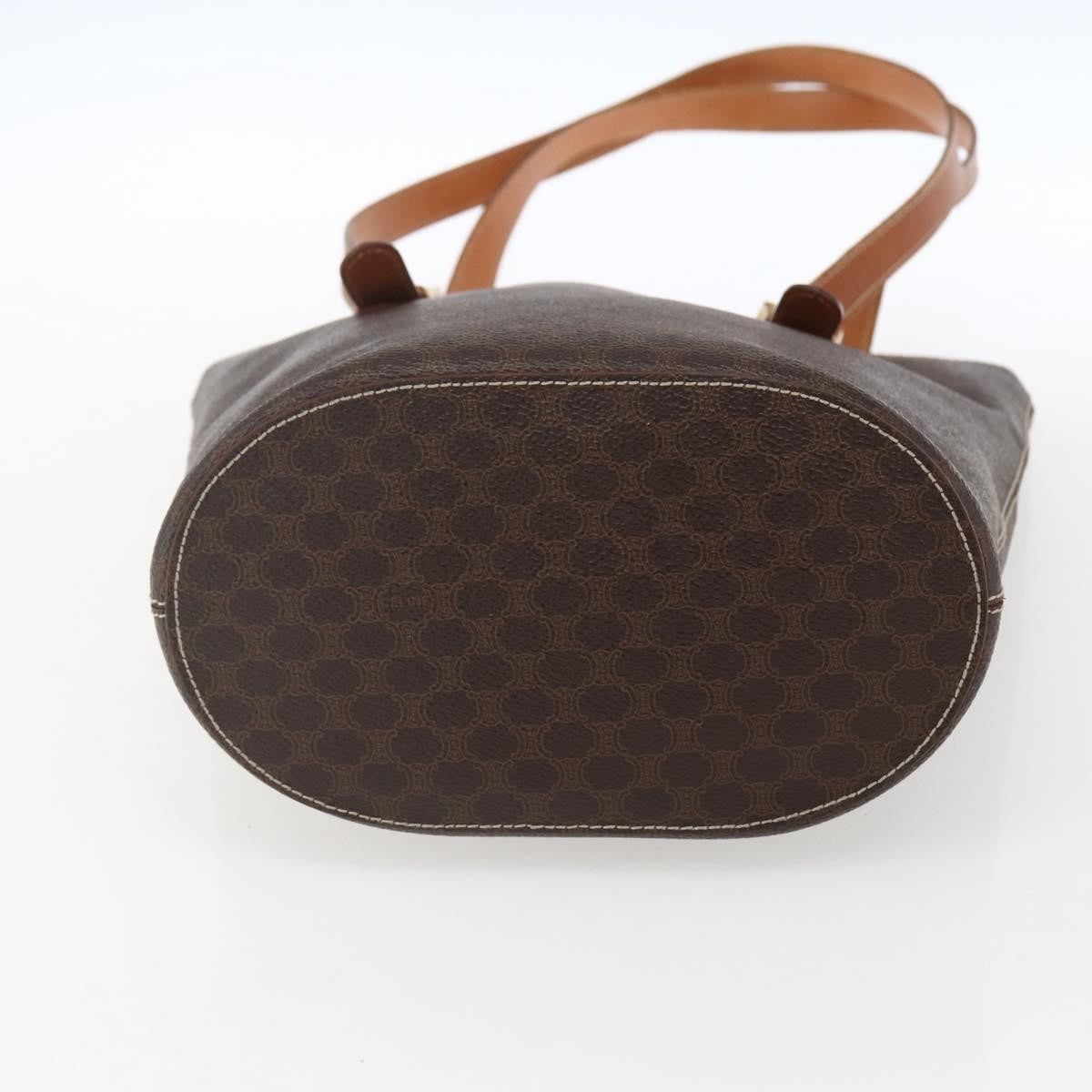 Celine Vintage Macadam Shopper Coated Canvas Brown Canvas Tote Bag Bag (Pre-Owned)