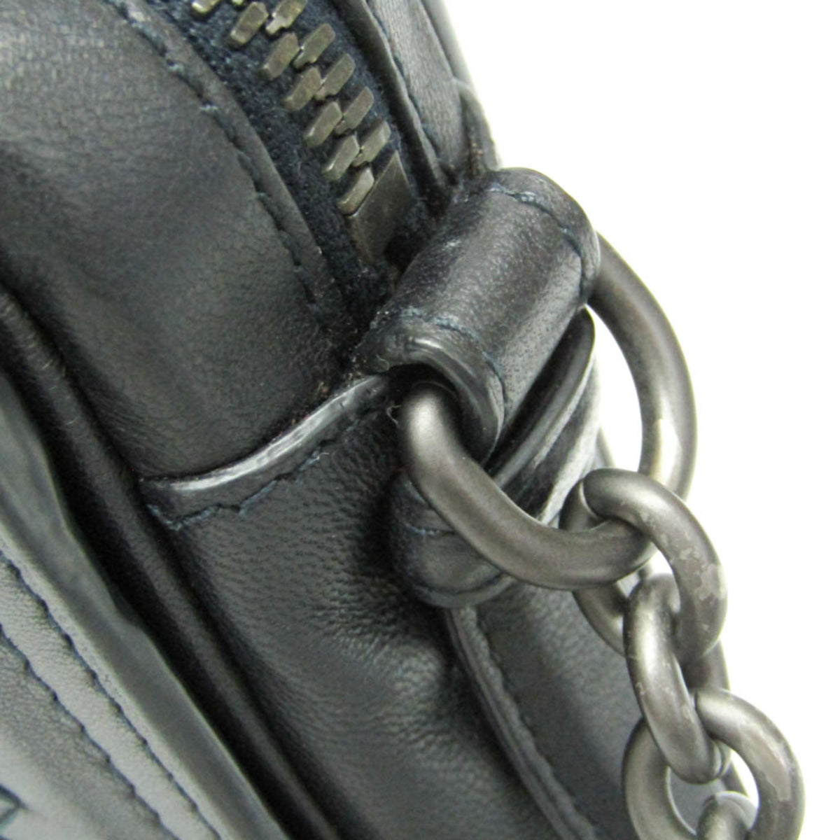 Bottega Veneta Belt Flap Camera Intrecciato Nappa Navy Leather Shoulder Bag Bag (Pre-Owned)