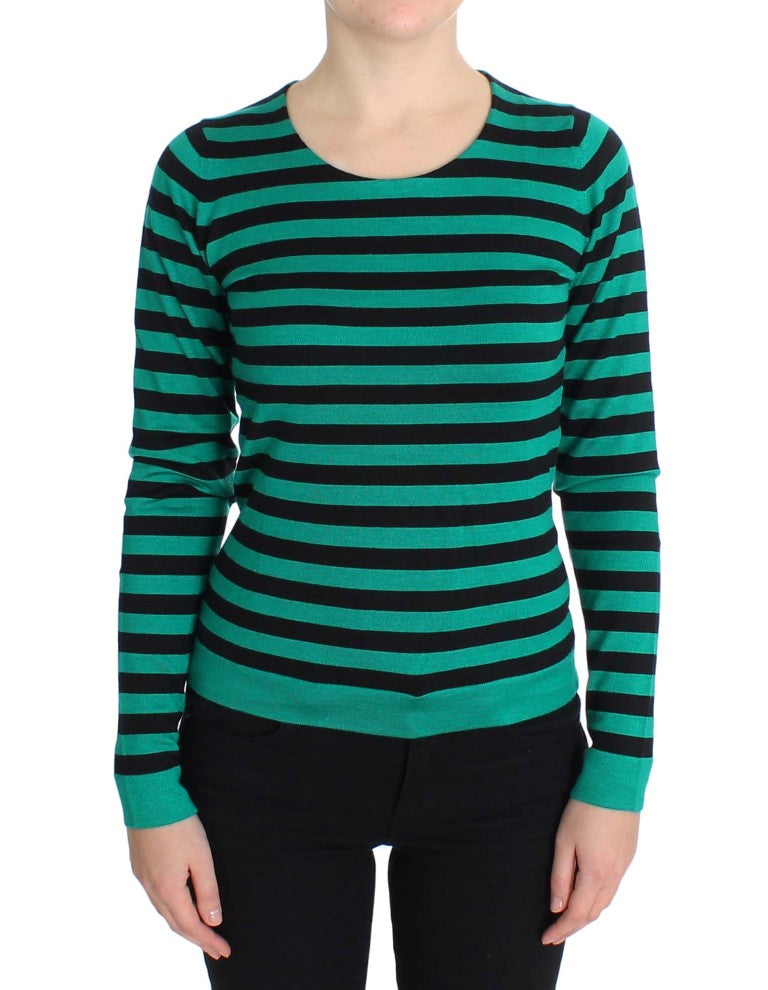 Dolce & Gabbana Green Black Silk Cashmere Women's Sweater