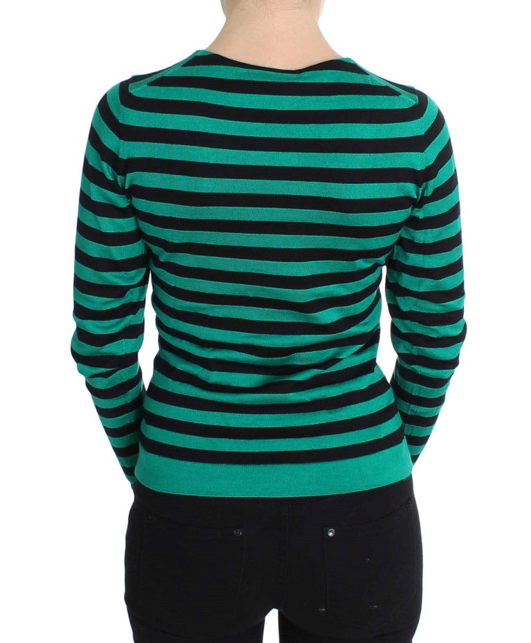 Dolce & Gabbana Green Black Silk Cashmere Women's Sweater