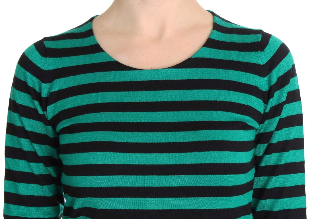 Dolce & Gabbana Green Black Silk Cashmere Women's Sweater