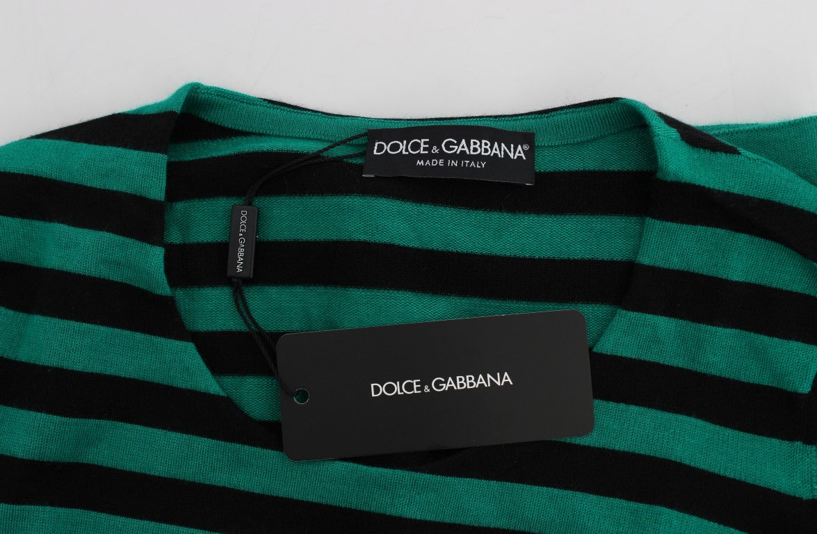 Dolce & Gabbana Green Black Silk Cashmere Women's Sweater