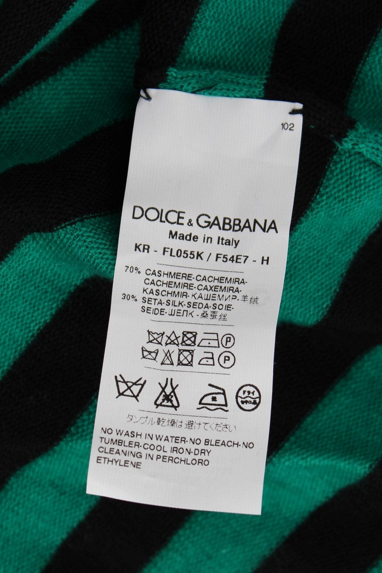 Dolce & Gabbana Green Black Silk Cashmere Women's Sweater