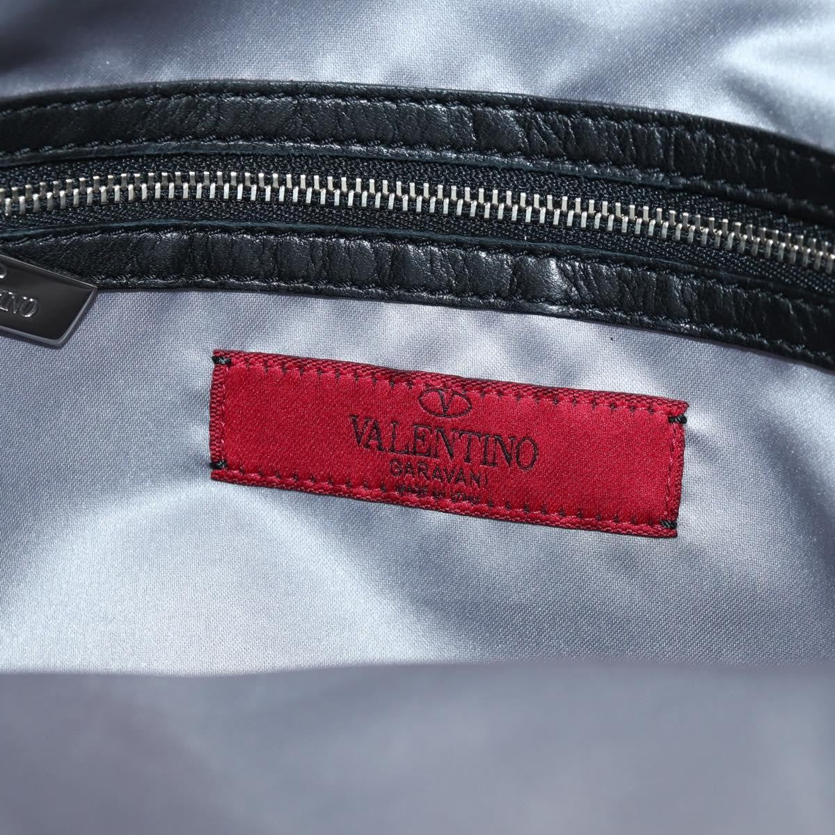 Valentino Garavani Histoire Tote Leather And Strass Black Leather Shoulder Bag Bag (Pre-Owned)