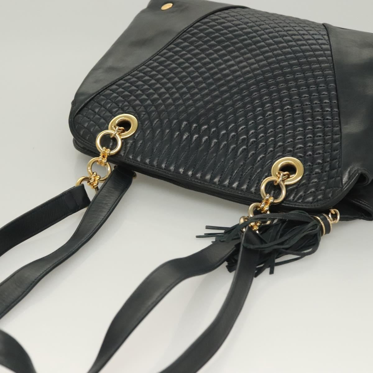Bally Vintage Quilted Leather Black Leather Handbag (Pre-Owned)