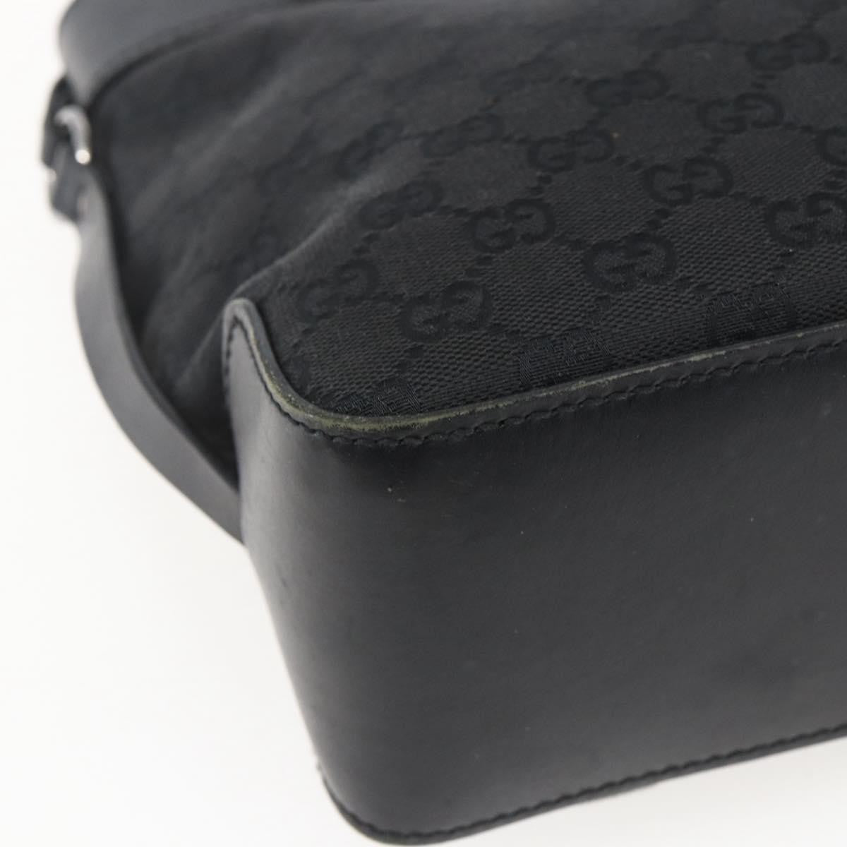 Gucci Belted Bucket Tote Gg Canvas With Leather Black Canvas Tote Bag Bag (Pre-Owned)