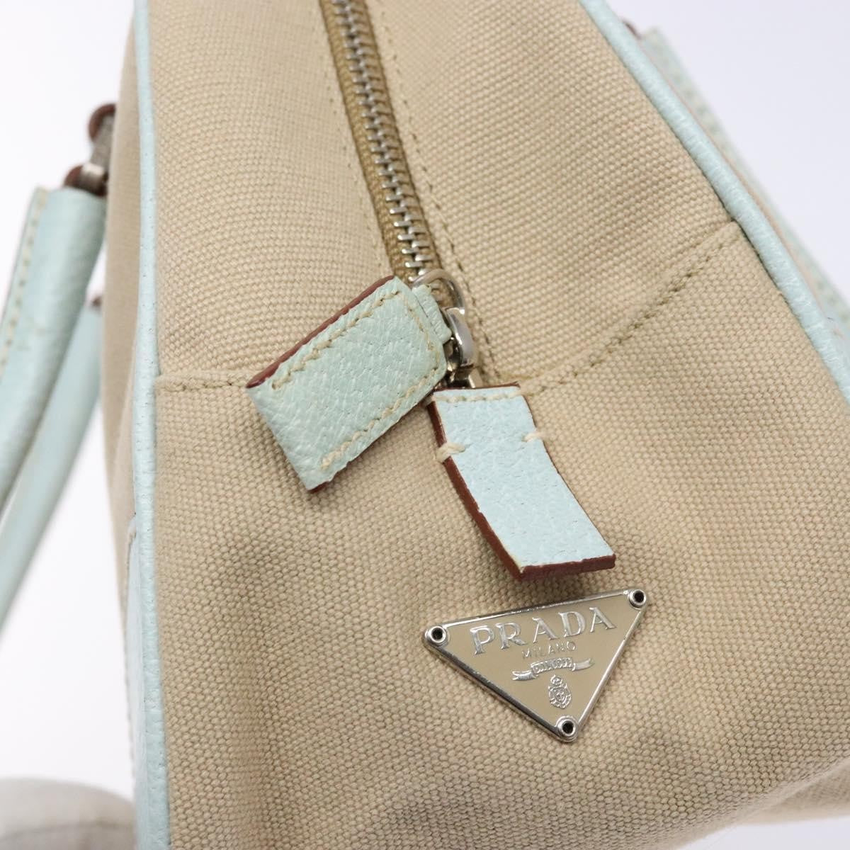 Prada Bauletto Canvas With Leather Beige Canvas Bag (Pre-Owned)