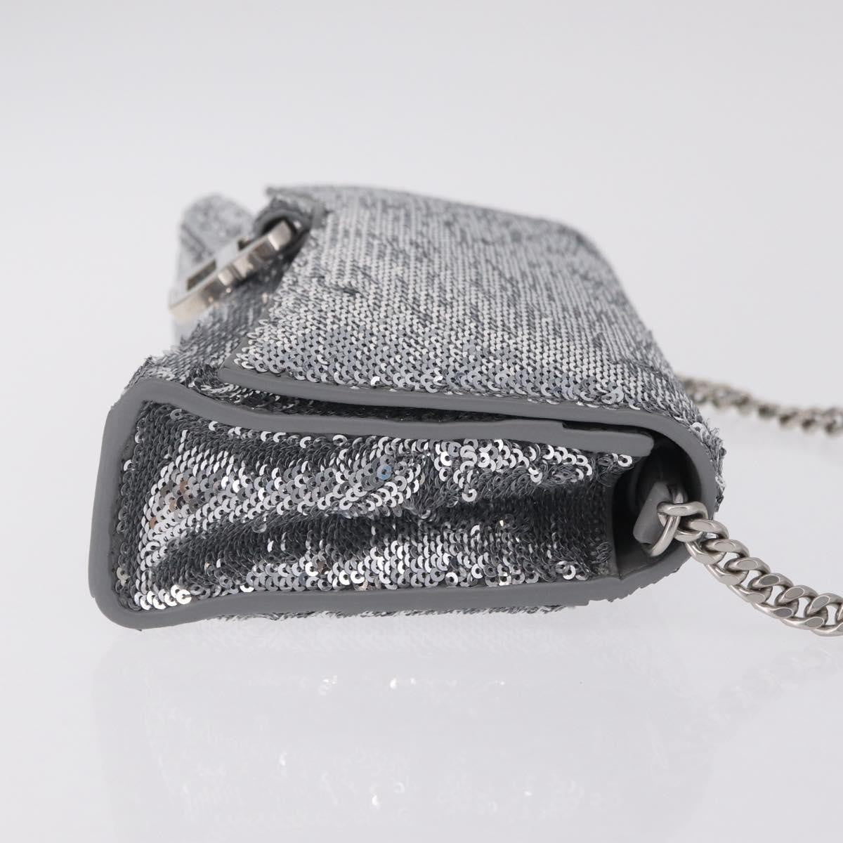 Balenciaga Hourglass Chain Leather With Sequins Silver Leather Crossbody Bag Bag (Pre-Owned)