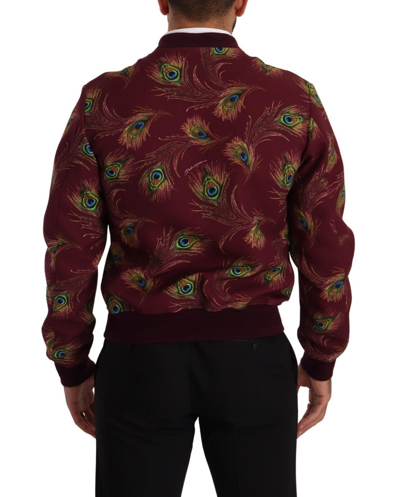 Dolce & Gabbana Red Peacock Polyester Stretch Full Zip Men's Jacket