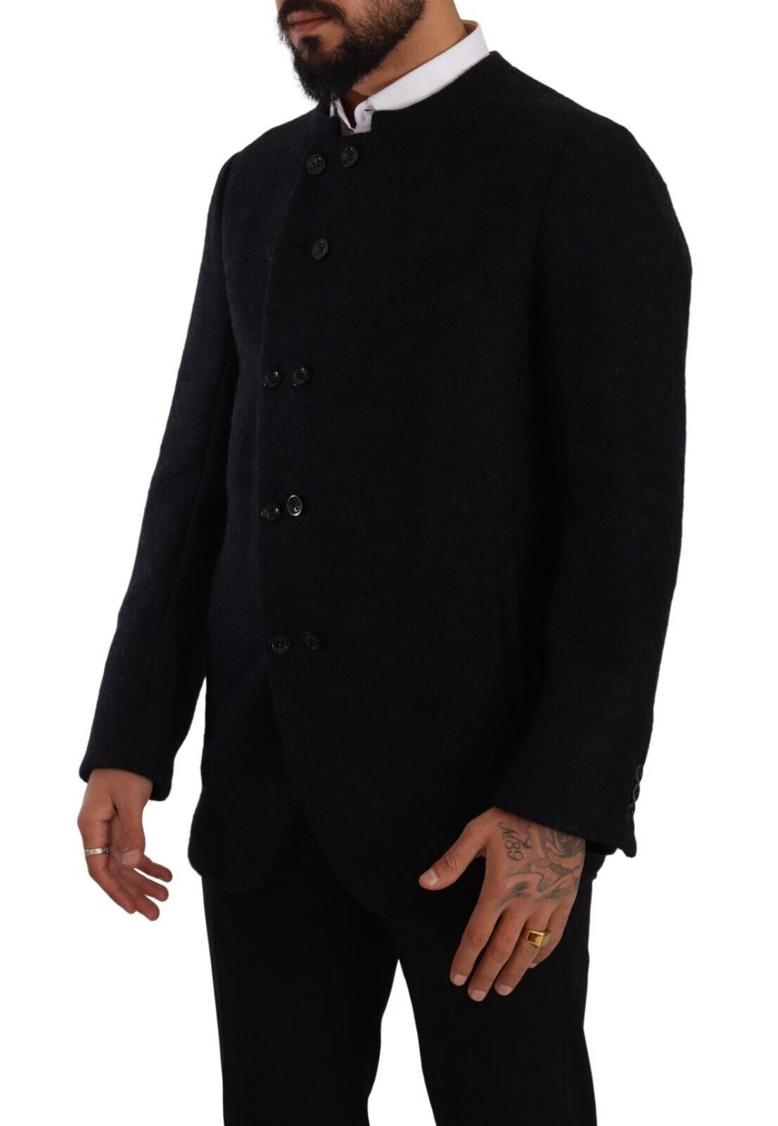 Dolce & Gabbana Gray Alpaca Button Down Men Coat Men's Jacket