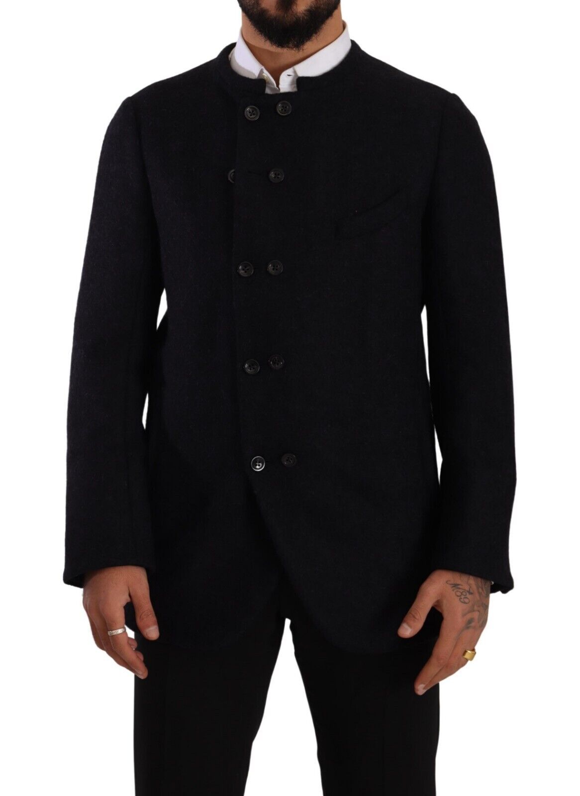 Dolce & Gabbana Gray Alpaca Button Down Men Coat Men's Jacket