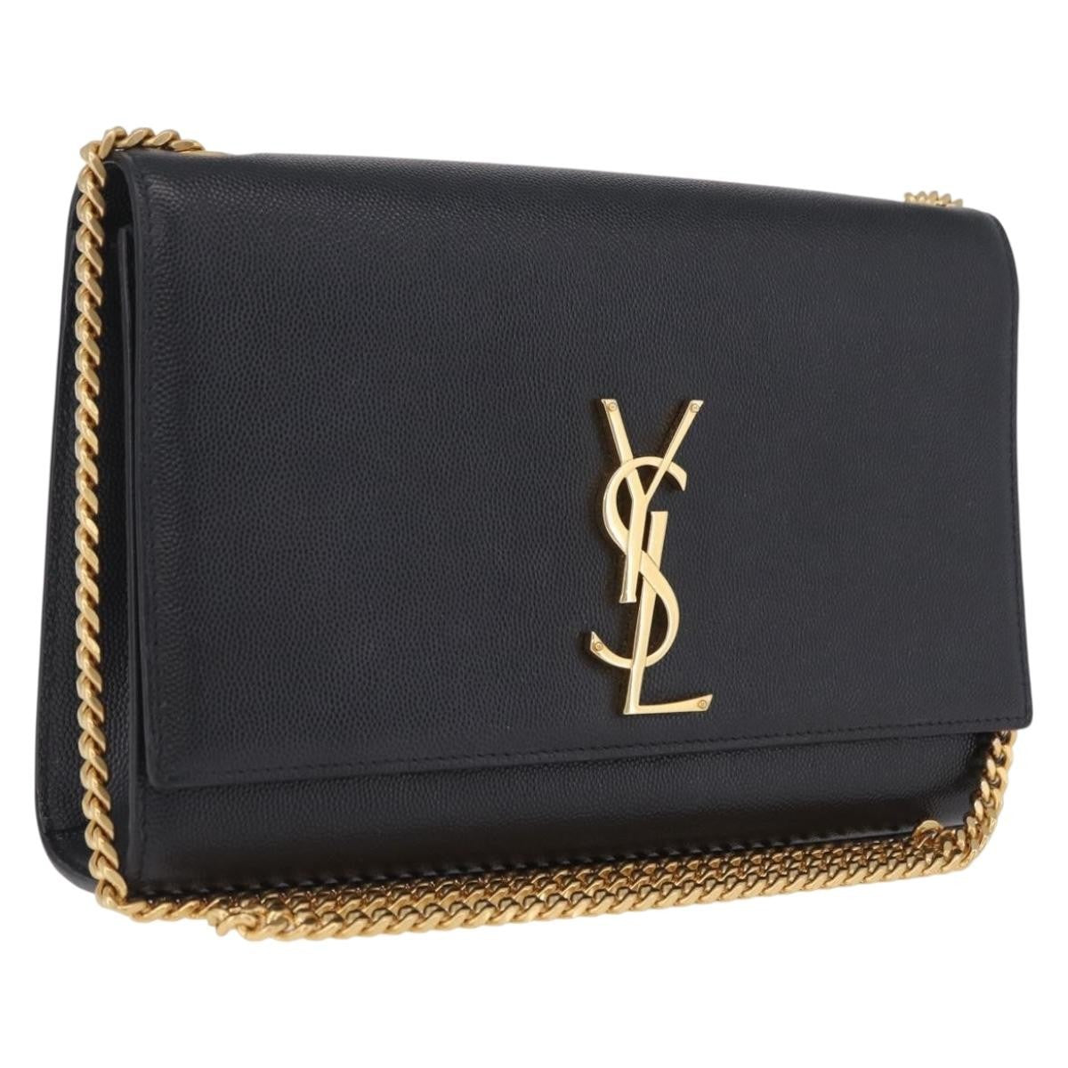 Saint Laurent Classic Monogram Leather Black Leather Crossbody Bag Bag (Pre-Owned)
