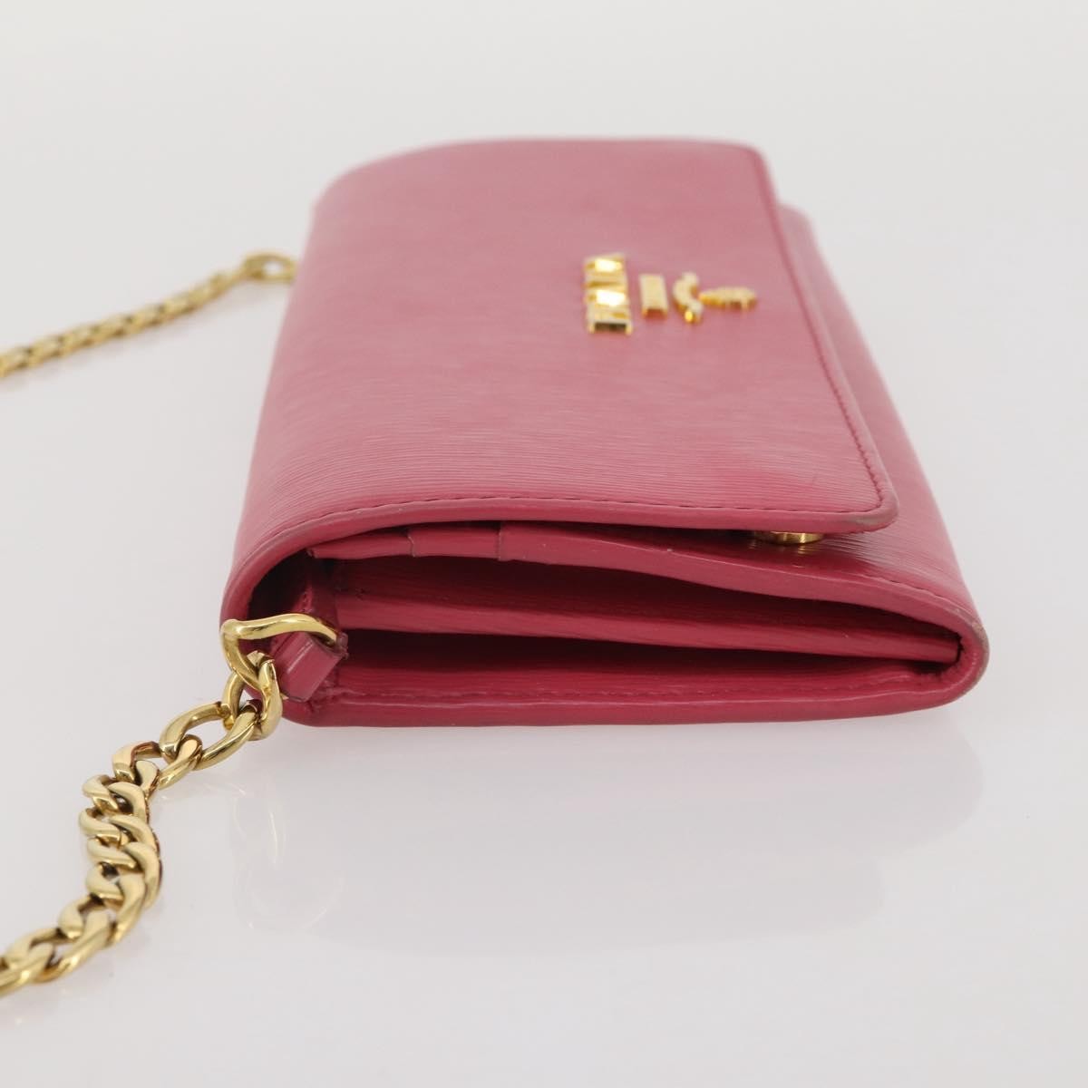 Prada Wallet On Chain Saffiano Leather Pink Leather Crossbody Bag Bag (Pre-Owned)