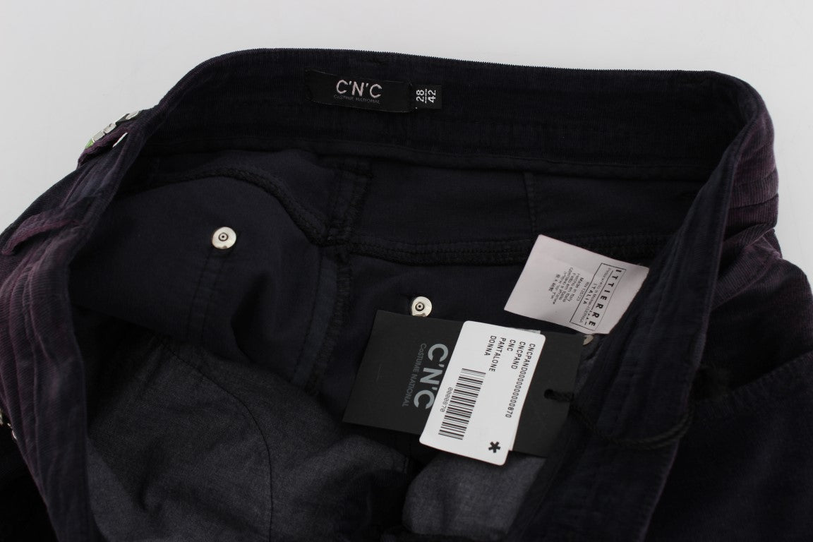 Costume National Purple Cropped Corduroys Women's Jeans