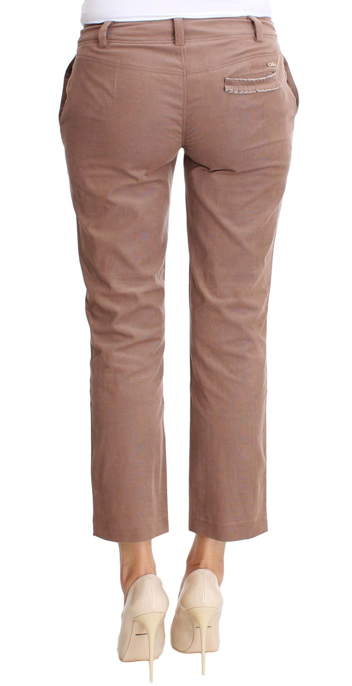 Costume National Brown Cropped Corduroys Women's Pants