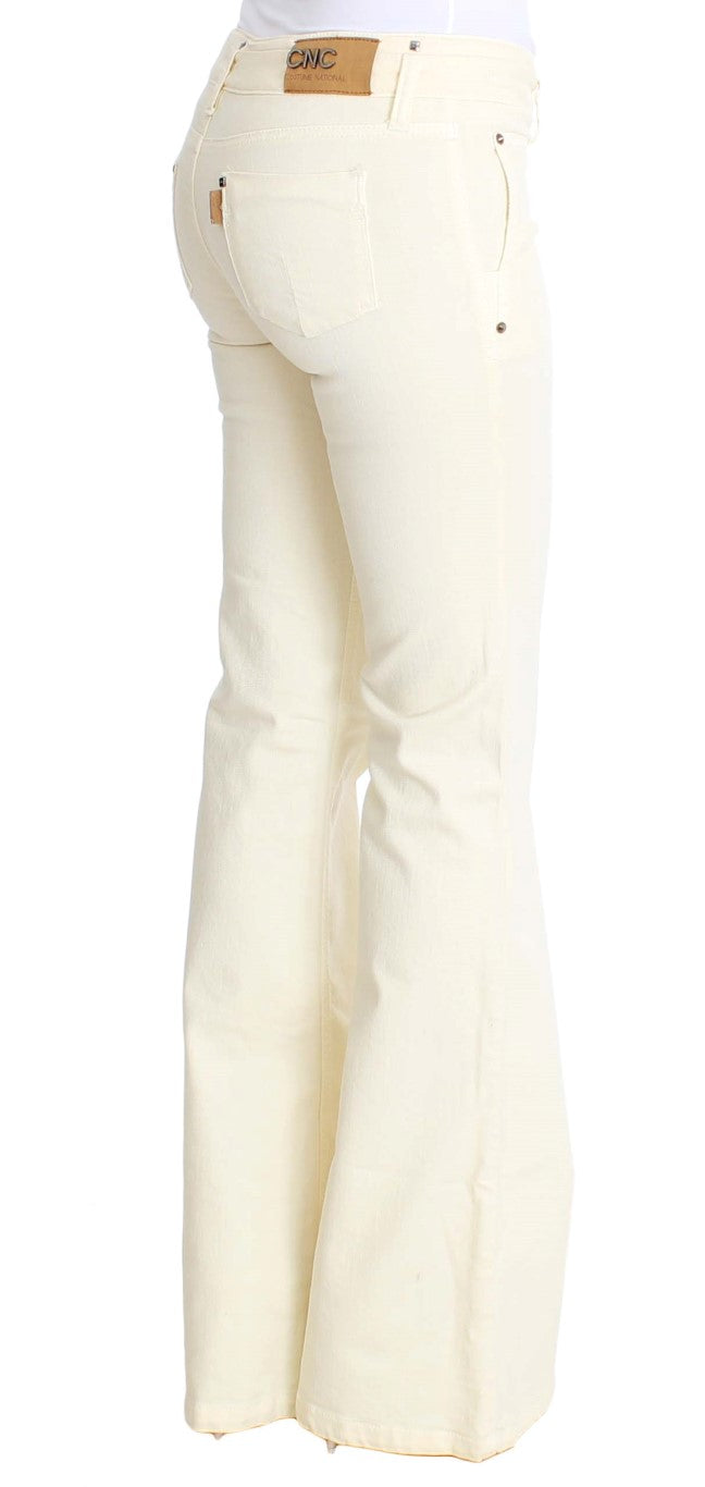 Costume National Chic Off-White Flared Designer Women's Jeans