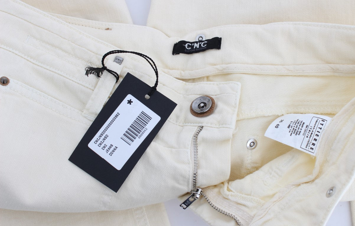 Costume National Chic Off-White Flared Designer Women's Jeans