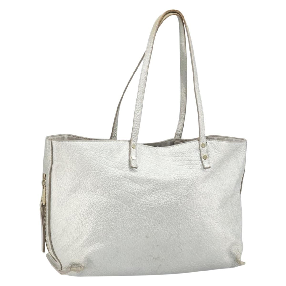 Chloe Dilan Tote Leather Silver Leather Tote Bag Bag (Pre-Owned)