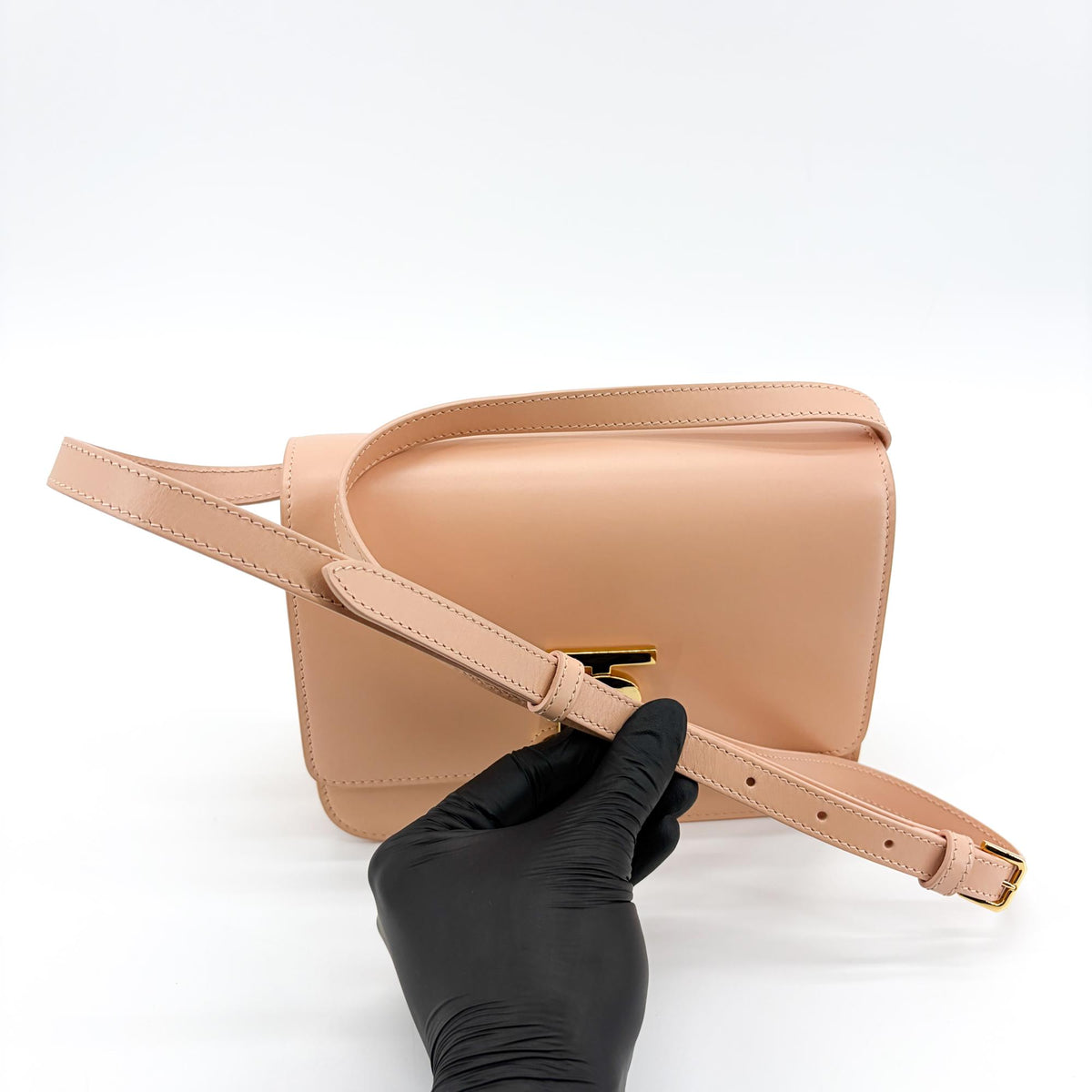 Burberry Tb Shoulder Bag Leather Beige Leather Shoulder Bag Bag (Pre-Owned)