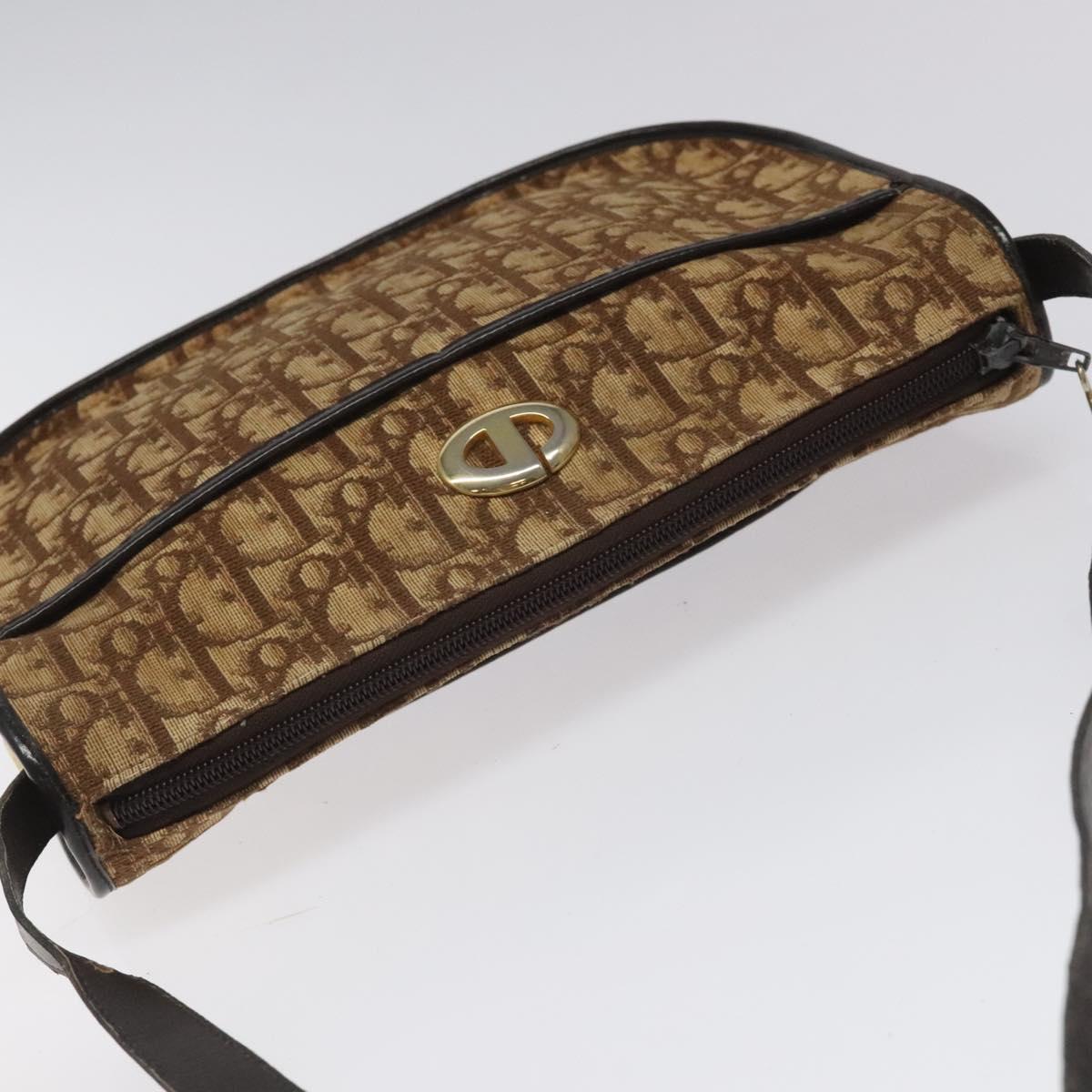 Dior Trotter Brown Canvas Shoulder Bag (Pre-Owned)