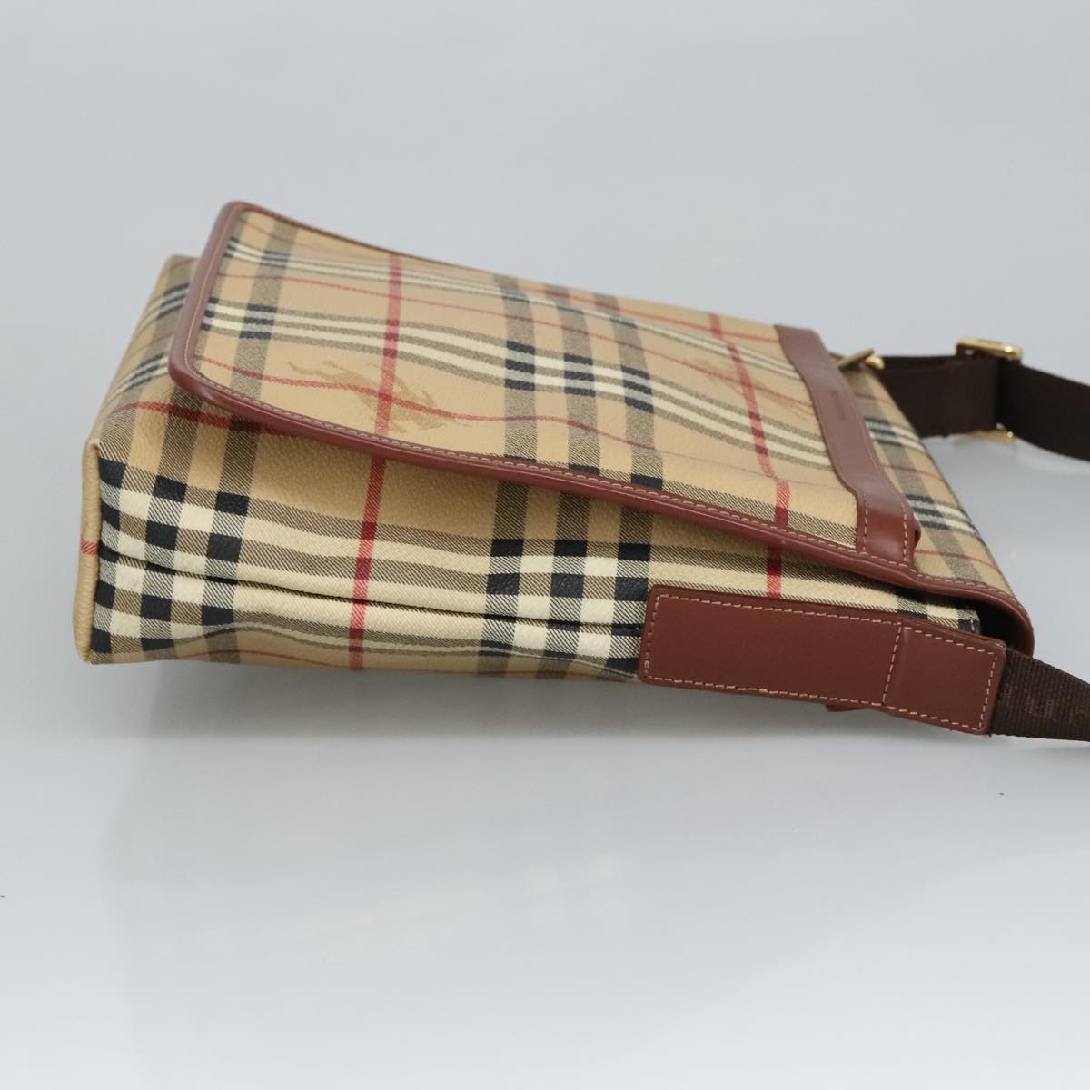 Burberry Nova Check Beige Canvas Shoulder Bag (Pre-Owned)