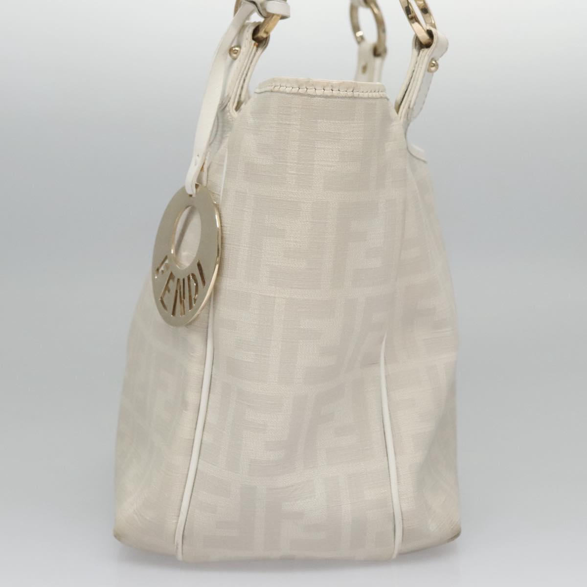 Fendi Zucca White Canvas Handbag (Pre-Owned)