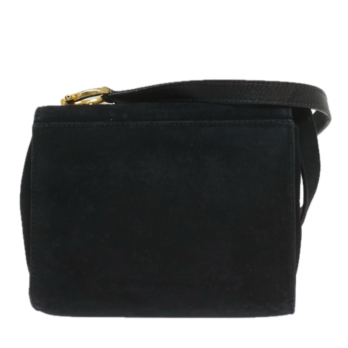 Salvatore Ferragamo Gancini Black Suede Shoulder Bag (Pre-Owned)